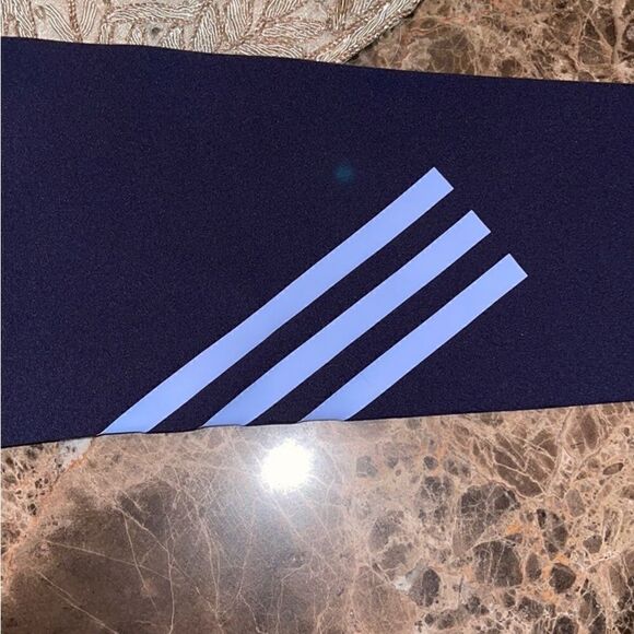 Adidas dark blue running tights with stripe design - Picture 7 of 8
